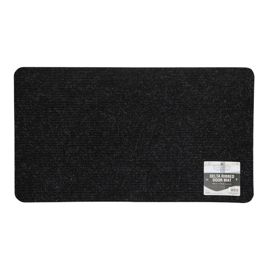 Cooper Hewitt Delta Ribbed Door Mat 40cm x 70cm Door Mat Cooper Hewitt Black  