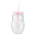 Woolf & Baker Owl Mason Jar With Straw Assorted Colours Kitchen Accessories woolf & baker Pink Lid  