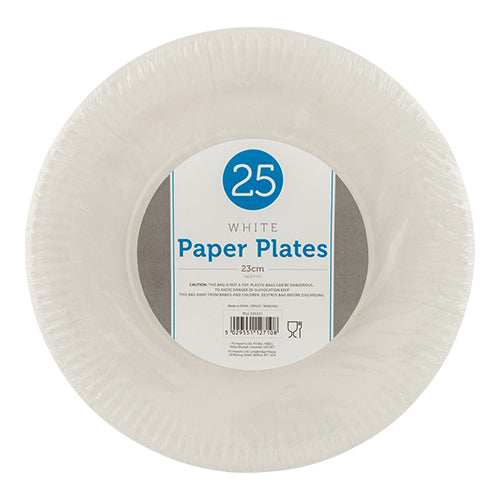 White Paper Plates 25 Pack 23cm Plates FabFinds   