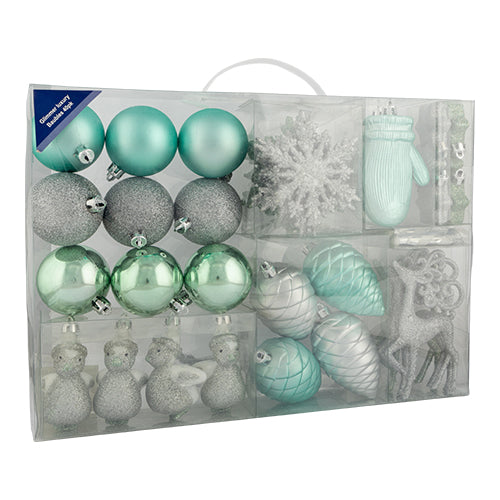Christmas Tree Ornaments Glimmer Luxury Baubles Assorted Styles 40pk Christmas Baubles, Ornaments & Tinsel FabFinds   