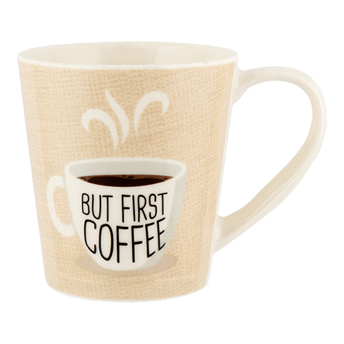 But First Coffee Beige Mug 10oz Mugs FabFinds   
