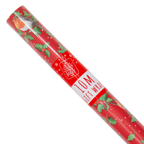 Christmas Robin Wrapping Paper Assorted Colours 10M - FabFinds