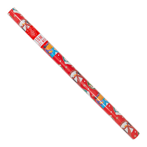Red Christmas Character Circles Wrapping Paper 10M - FabFinds