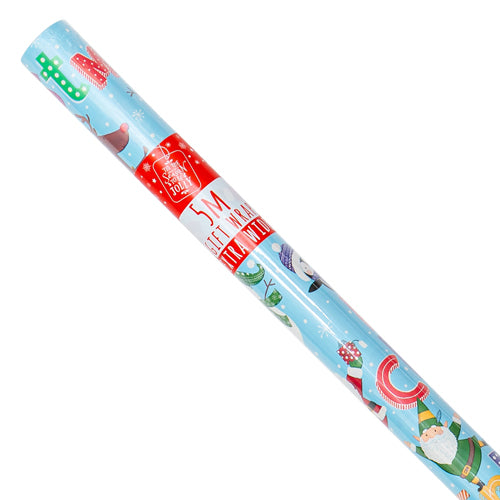 Christmas Characters Wrapping Paper Assorted Designs 5M Christmas Wrapping & Tissue Paper FabFinds Blue Merry Christmas  
