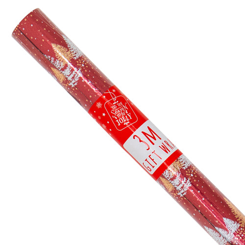Red, Gold & White Christmas Trees Wrapping Paper 3M Christmas Wrapping & Tissue Paper FabFinds   