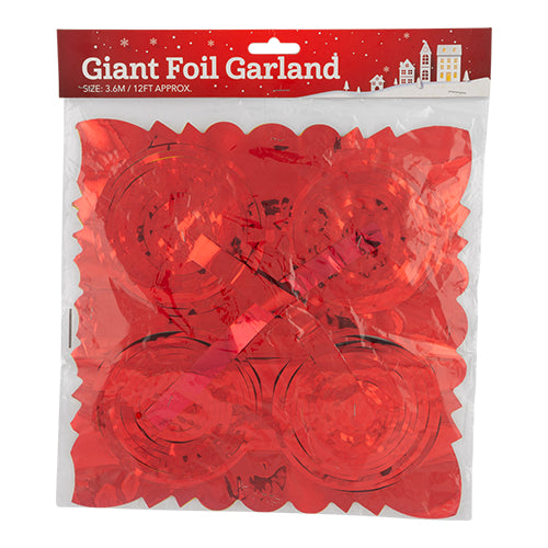 Giant Foil Christmas Garland 3.6m Assorted Colours Christmas Garlands, Wreaths & Floristry FabFinds Red/Gold  