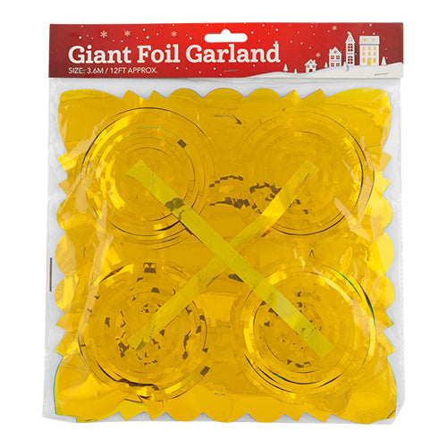 Giant Foil Christmas Garland 3.6m Assorted Colours Christmas Garlands, Wreaths & Floristry FabFinds Gold/Silver  