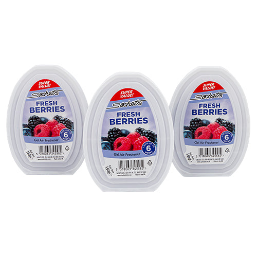 Sachets Gel Air Fresheners 3 Pack Air Fresheners & Re-fills FabFinds Fresh Berries  
