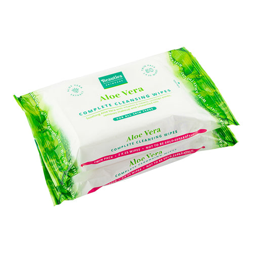 Beauties Skincare Aloe Vera Cleansing Face Wipes Twin Pack Face Wipes FabFinds   