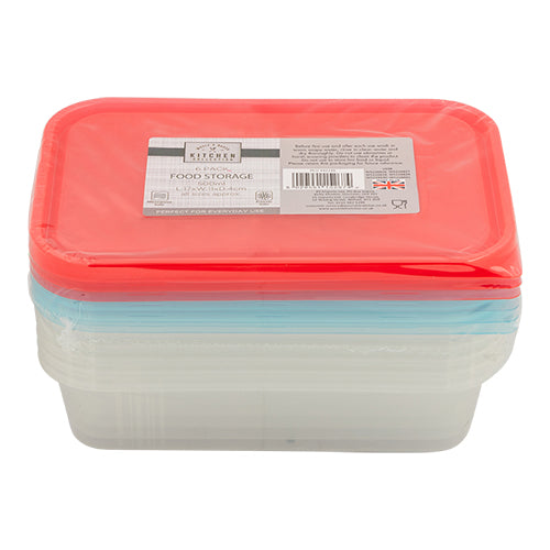 Kitchen Collection Food Storage Boxes Assorted Colours 6pk Food Storage Kitchen Collection Red Blue & Clear Lids  