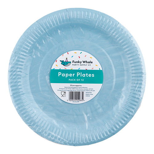 Funky Whale Paper Plates Pack of 12 Assorted Colours Disposable Plates Funky Whale Blue  