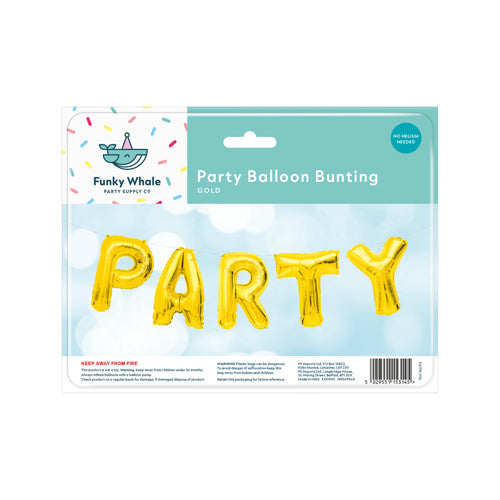 Funky Whale Foil Party Balloon Bunting 16" Assorted Colours Party decor Funky Whale Gold  