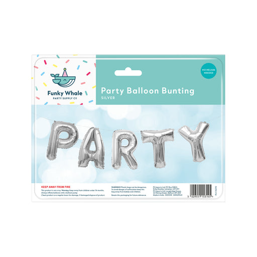 Funky Whale Foil Party Balloon Bunting 16" Assorted Colours Party decor Funky Whale Silver  