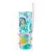 Kids Blue Mermaid Cup With Curly Straw Drinkware FabFinds   