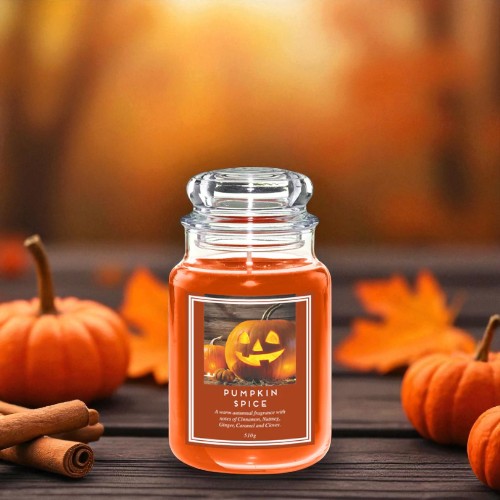 Liberty Candles Halloween Pumpkin Spice Jar Wax Candle 18oz FabFinds