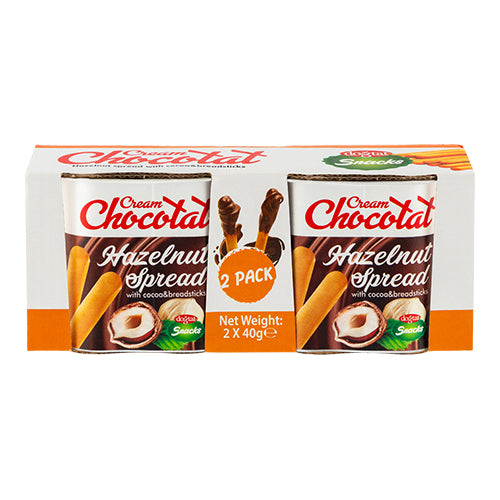 Cream Chocolat Hazelnut Spread With Cocoa & Breadsticks 2 x 40g Chocolate Cream Chocolat   