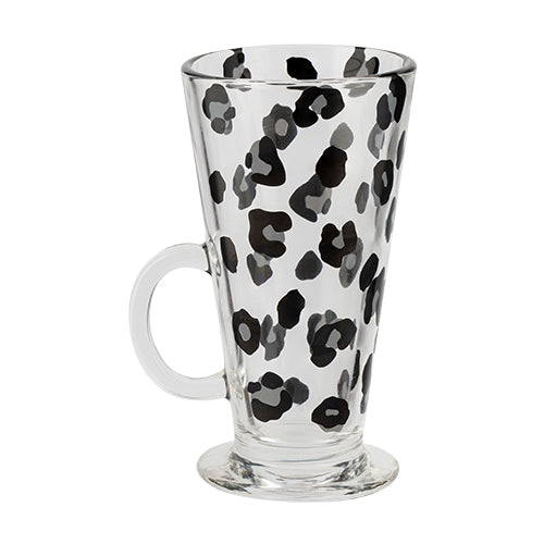Latte Tall Drinking Glass Leopard & Flowers Assorted Styles Mugs Goodiez ltd Leopard Print  