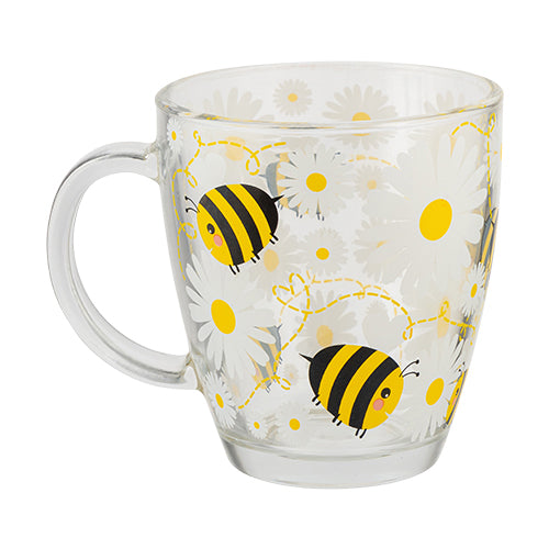 Glass Tea Mug Leopard Print & Bumble Bee Assorted Styles Mugs Goodiez ltd Bee  