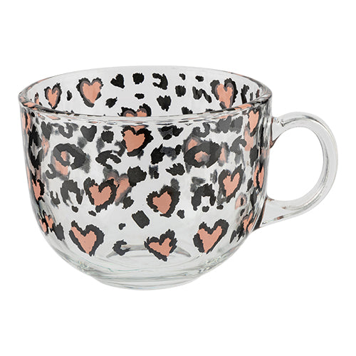 Round Glass Mugs Leopard & Bird Print Assorted Designs Mugs Goodiez ltd   
