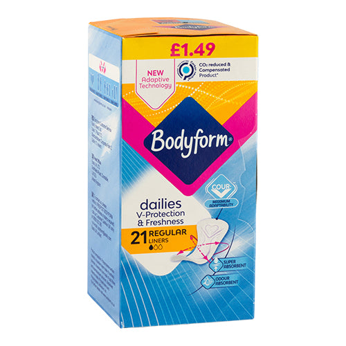 Bodyform Dailies V-Protection & Freshness Regular Liners 21 Pk Feminine Sanitary Supplies Bodyform   