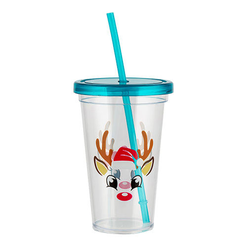 Kids Reindeer Drinking Cup With Straw Christmas Accessories FabFinds   