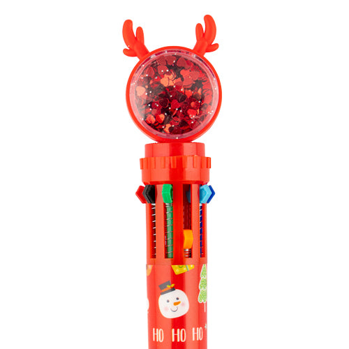 Christmas Multicolour Ballpoint Pen 10 In 1 Assorted Colours Christmas Accessories FabFinds   
