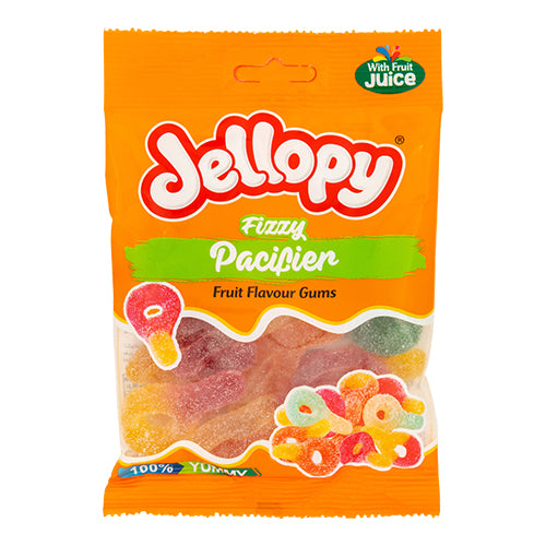 Jellopy Fizzy Pacifer Fruit Flavour Gums 80g Sweets, Mints & Chewing Gum jellopy   