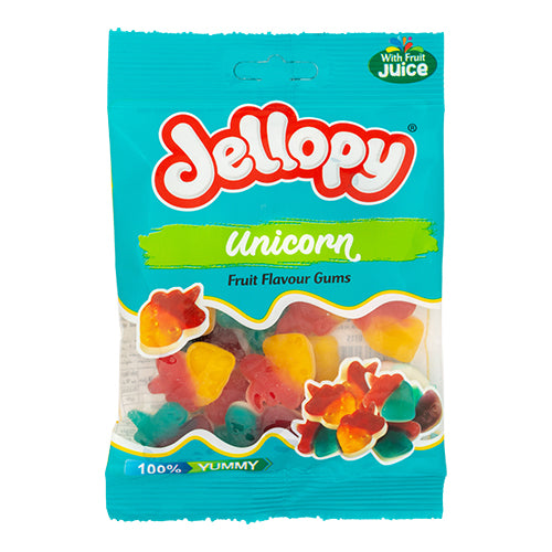 Jellopy Unicorn Fruit Flavour Gums 80g Sweets, Mints & Chewing Gum jellopy   