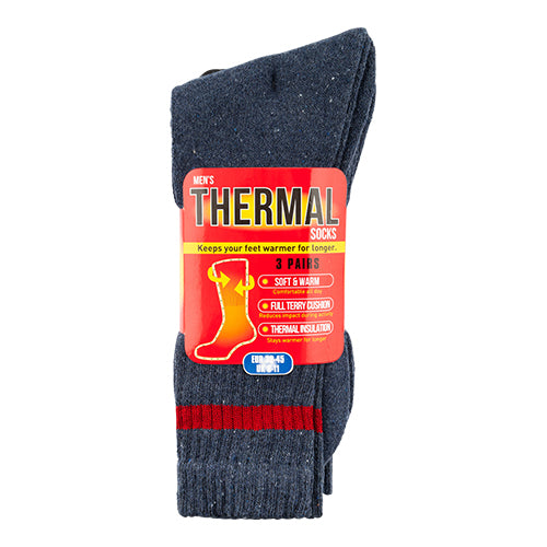 Men's Thermal Socks 3 Pack Assorted Colours Size 6-11 Socks FabFinds Grey  