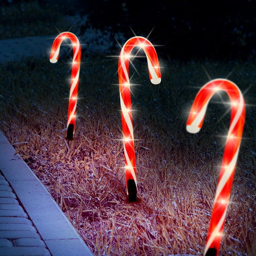 Candy Cane Outdoor Light Stakes 240cm 5 Pack Christmas Indoor & Outdoor Lighting FabFinds