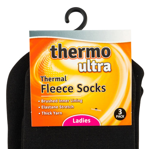 Ladies Thermo Ultra Thermal Fleece Socks 3 Pack Socks FabFinds   