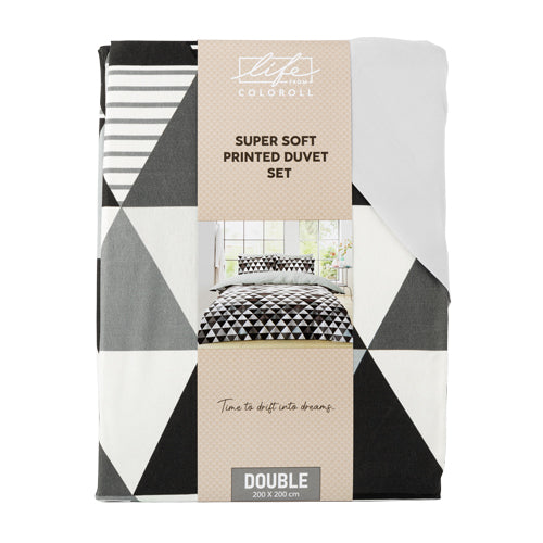 Coloroll Bedding Life From Coloroll Black & White Triangle Printed Duvet Set Double ...