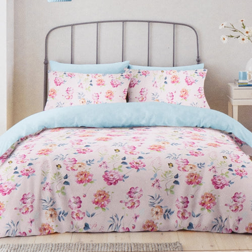 Life From Coloroll Blue & Pink Floral Duvet Set Double Duvet Sets Coloroll   