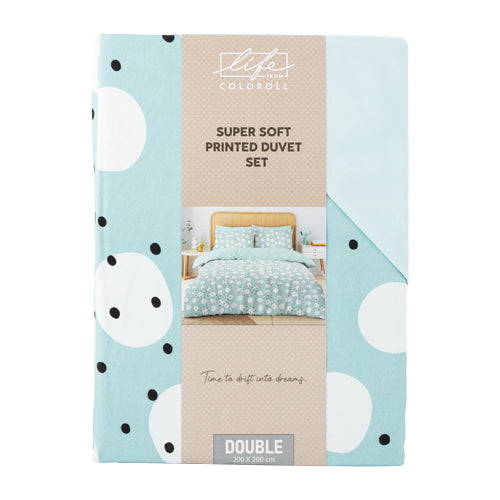 Life From Coloroll Blue & White Spot Printed Duvet Set Double Duvet Sets Coloroll   