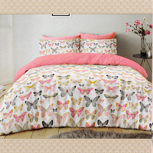 Life From Coloroll Super Soft Butterfly Printed Duvet Set King Duvet Sets Coloroll   