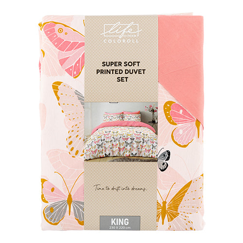 Coloroll Bedding Life From Coloroll Super Soft Butterfly Printed Duvet Set King - FabFinds