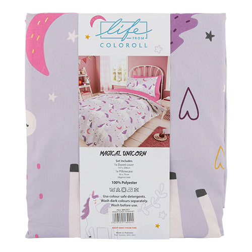 Coloroll Bedding Life From Coloroll Unicorn Kids Printed Duvet Set Single - FabFinds