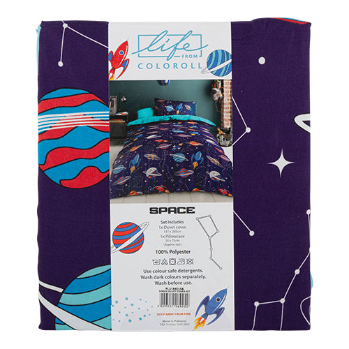 Coloroll Bedding Life From Coloroll Kids Space Printed Duvet Set Single - FabFinds