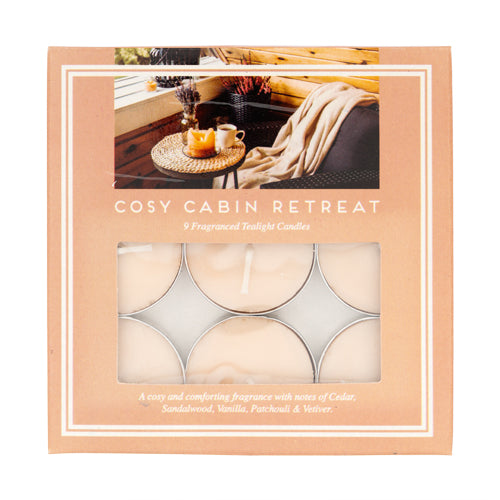 Fragranced Tealight Candles 9 Pack Assorted Scents Candles FabFinds Cosy Cabin Retreat  