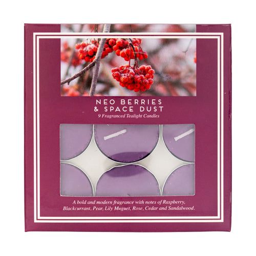 Fragranced Tealight Candles 9 Pack Assorted Scents Candles FabFinds Neo Berries & Space Dust  