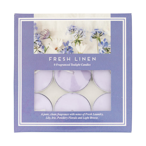Fragranced Tealight Candles 9 Pack Assorted Scents Candles FabFinds Fresh Linen  