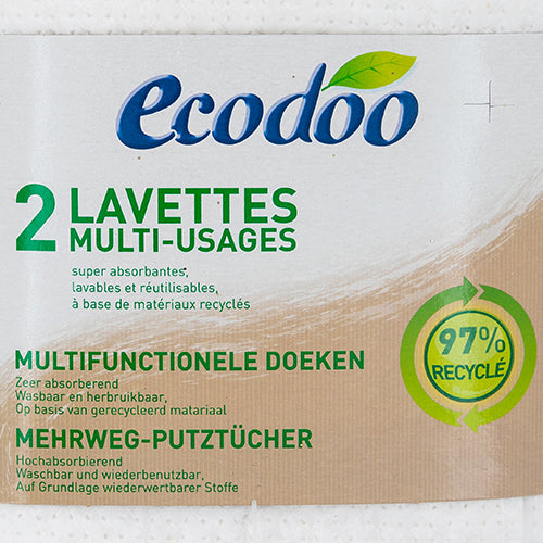 Ecodoo 2 Lavettes Multi-Usages Cleaning Cloths 2 Pack Cloths, Sponges & Scourers ecodoo   