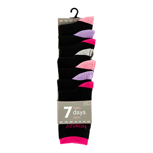 Ladies Days Of The Week Socks UK 4-7 Assorted Styles Socks FabFinds Lilac Pink Grey Block Colour  