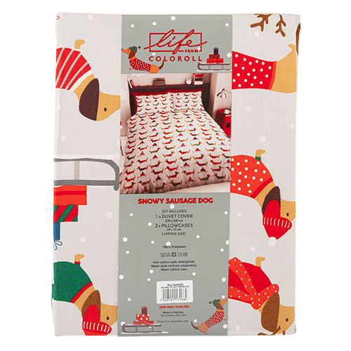 Coloroll Bedding Life From Coloroll Christmas Snowy Sausage Christmas Duvet Set - FabFinds
