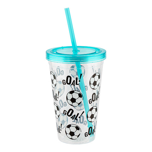 Football Drinking Cup With Straw Kitchen Accessories FabFinds   