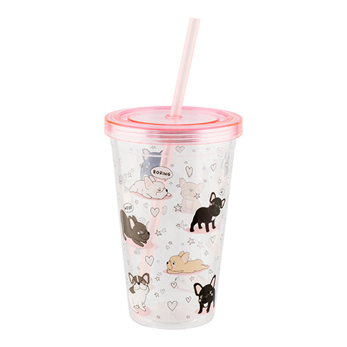 Dog Print Drinking Cup With Straw Kitchen Accessories FabFinds   