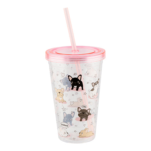 Dog Print Drinking Cup With Straw Kitchen Accessories FabFinds   