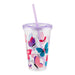 Butterfly Reusable Drinking Cup With Straw Assorted Colours Kitchen Accessories FabFinds   