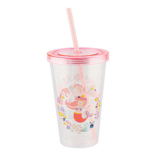 Under The Sea Mermaid Reusable Drinking Cup Assorted Colours Kitchen Accessories FabFinds   