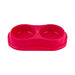 Plastic Two Compartment Pet Bowls Assorted Colours Dog Accessories Whitefurze   